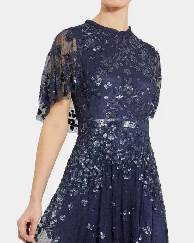 Mac Duggal Flutter-Sleeve Sequin Tulle Gown | Thumbnail 2 Mac Duggal Flutter-Sleeve Sequin Tulle Gown | Thumbnail 2
