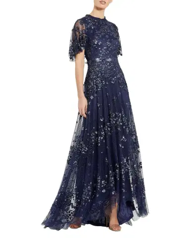 Mac Duggal Flutter-Sleeve Sequin Tulle Gown | Thumbnail 1 Mac Duggal Flutter-Sleeve Sequin Tulle Gown | Thumbnail 1