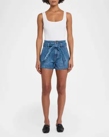 Veronica Beard Jaylen Belted Denim Shorts | Thumbnail 2 Veronica Beard Jaylen Belted Denim Shorts | Thumbnail 2