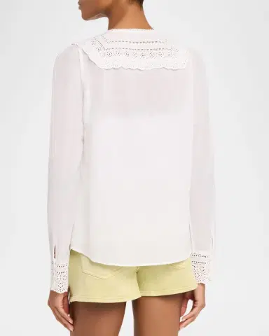 Veronica Beard Clermont Embroidered Long-Sleeve Blouse | Thumbnail 3 Veronica Beard Clermont Embroidered Long-Sleeve Blouse | Thumbnail 3