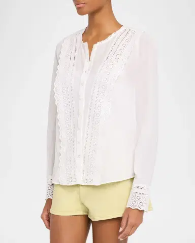 Veronica Beard Clermont Embroidered Long-Sleeve Blouse | Thumbnail 4 Veronica Beard Clermont Embroidered Long-Sleeve Blouse | Thumbnail 4