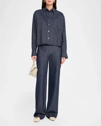 Vince Cropped Long-Sleeve Shirt | Thumbnail 2 Vince Cropped Long-Sleeve Shirt | Thumbnail 2