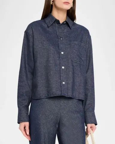 Vince Cropped Long-Sleeve Shirt | Thumbnail 4 Vince Cropped Long-Sleeve Shirt | Thumbnail 4