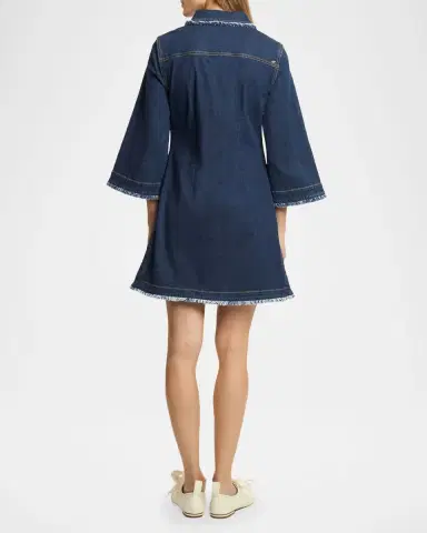 Cinq à Sept Denim Fringe-Trim Mini Dress | Thumbnail 3 Cinq à Sept Denim Fringe-Trim Mini Dress | Thumbnail 3