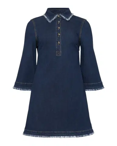 Cinq à Sept Denim Fringe-Trim Mini Dress | Thumbnail 1 Cinq à Sept Denim Fringe-Trim Mini Dress | Thumbnail 1