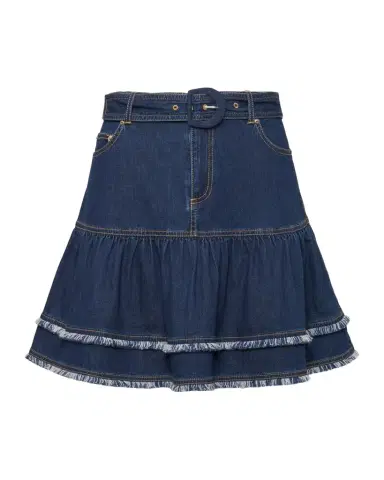 Cinq a Sept Denim Fringe-Trim Mini Skirt | Thumbnail 1 Cinq a Sept Denim Fringe-Trim Mini Skirt | Thumbnail 1