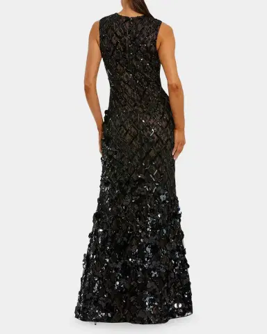 Mac Duggal Mesh Beaded Sequined Mermaid Gown | Thumbnail 2 Mac Duggal Mesh Beaded Sequined Mermaid Gown | Thumbnail 2