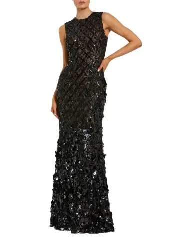 Mac Duggal Mesh Beaded Sequined Mermaid Gown | Thumbnail 1 Mac Duggal Mesh Beaded Sequined Mermaid Gown | Thumbnail 1