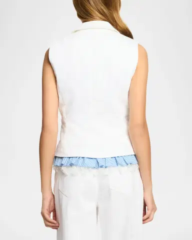 Cinq à Sept Jessie Stripe Lace Denim Vest | Thumbnail 2 Cinq à Sept Jessie Stripe Lace Denim Vest | Thumbnail 2