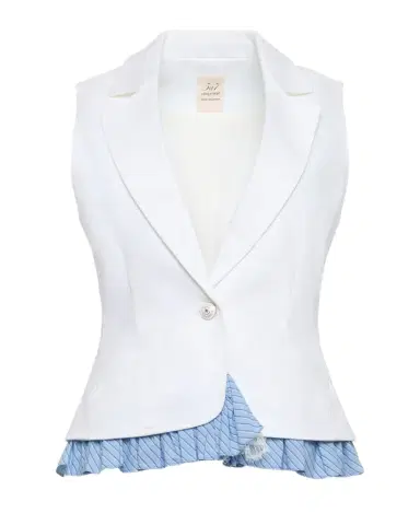 Cinq à Sept Jessie Stripe Lace Denim Vest | Thumbnail 1 Cinq à Sept Jessie Stripe Lace Denim Vest | Thumbnail 1