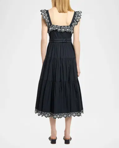 Cinq à Sept Pierson Embroidered Tiered Midi Dress | Thumbnail 3 Cinq à Sept Pierson Embroidered Tiered Midi Dress | Thumbnail 3