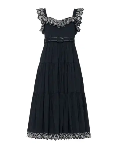 Cinq à Sept Pierson Embroidered Tiered Midi Dress | Thumbnail 1 Cinq à Sept Pierson Embroidered Tiered Midi Dress | Thumbnail 1