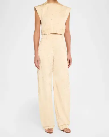 Ulla Johnson Carine High-Rise Crinkled Satin Pants | Thumbnail 4 Ulla Johnson Carine High-Rise Crinkled Satin Pants | Thumbnail 4