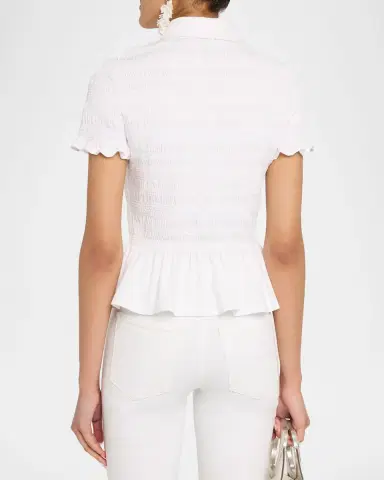Veronica Beard Ellisandra Smocked Short-Sleeve Top | Thumbnail 3 Veronica Beard Ellisandra Smocked Short-Sleeve Top | Thumbnail 3