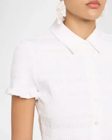 Veronica Beard Ellisandra Smocked Short-Sleeve Top | Thumbnail 5 Veronica Beard Ellisandra Smocked Short-Sleeve Top | Thumbnail 5