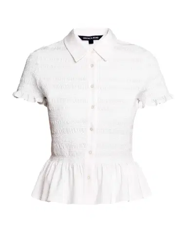 Veronica Beard Ellisandra Smocked Short-Sleeve Top | Thumbnail 1 Veronica Beard Ellisandra Smocked Short-Sleeve Top | Thumbnail 1