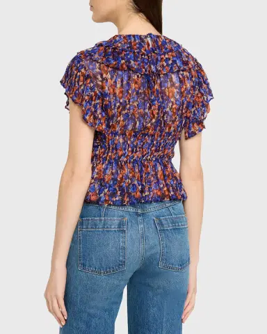 Ulla Johnson Athene Printed Silk Chiffon Top | Thumbnail 3 Ulla Johnson Athene Printed Silk Chiffon Top | Thumbnail 3