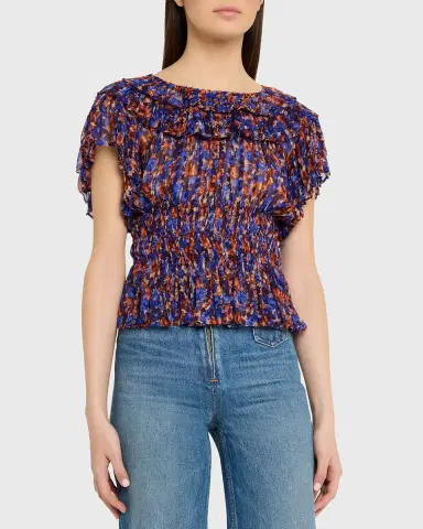 Ulla Johnson Athene Printed Silk Chiffon Top | Thumbnail 4 Ulla Johnson Athene Printed Silk Chiffon Top | Thumbnail 4