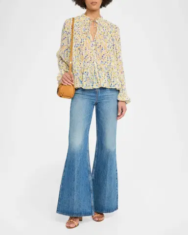 Ulla Johnson Leandra Pleated Silk Chiffon Blouse | Thumbnail 2 Ulla Johnson Leandra Pleated Silk Chiffon Blouse | Thumbnail 2