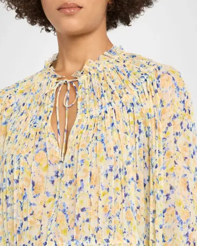 Ulla Johnson Leandra Pleated Silk Chiffon Blouse | Thumbnail 5 Ulla Johnson Leandra Pleated Silk Chiffon Blouse | Thumbnail 5
