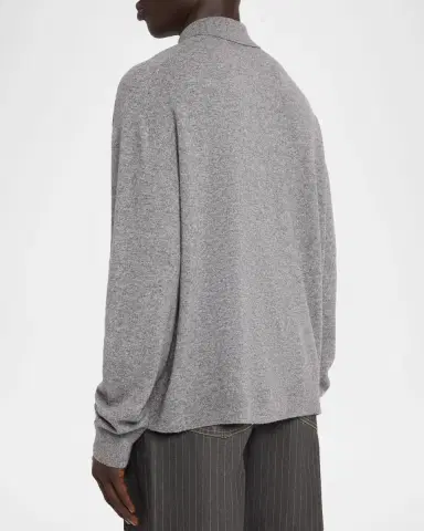 Acne Studios Men's Kluxey Embroidered Logo Wool Polo Sweater | Thumbnail 3 Acne Studios Men's Kluxey Embroidered Logo Wool Polo Sweater | Thumbnail 3