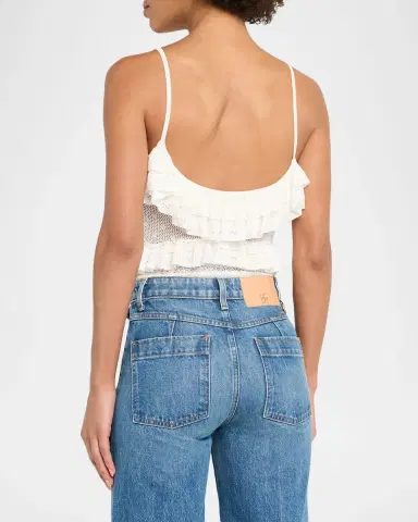 Ulla Johnson Bania Ruffled Pointelle Knit Bodysuit | Thumbnail 3 Ulla Johnson Bania Ruffled Pointelle Knit Bodysuit | Thumbnail 3