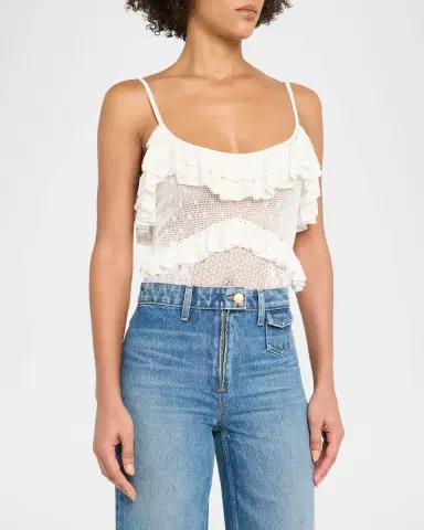 Ulla Johnson Bania Ruffled Pointelle Knit Bodysuit | Thumbnail 4 Ulla Johnson Bania Ruffled Pointelle Knit Bodysuit | Thumbnail 4