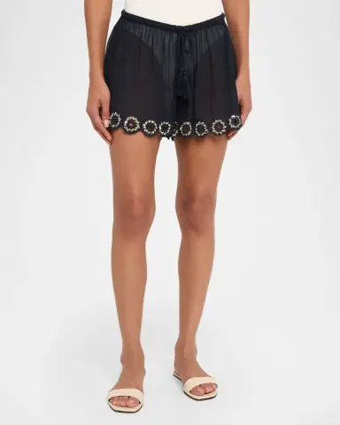 Ulla Johnson Liya Embroidered Gauze Coverup Shorts | Thumbnail 4 Ulla Johnson Liya Embroidered Gauze Coverup Shorts | Thumbnail 4