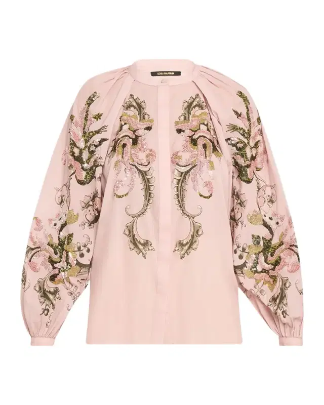 Heidi Sequin Floral-Print Blouse Heidi Sequin Floral-Print Blouse