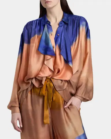 Ulla Johnson x Helen Frankenthaler Gesture Silk-Chiffon Ruffle Blouse | Thumbnail 4 Ulla Johnson x Helen Frankenthaler Gesture Silk-Chiffon Ruffle Blouse | Thumbnail 4