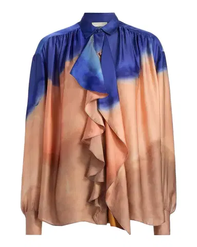 Ulla Johnson x Helen Frankenthaler Gesture Silk-Chiffon Ruffle Blouse | Thumbnail 1 Ulla Johnson x Helen Frankenthaler Gesture Silk-Chiffon Ruffle Blouse | Thumbnail 1