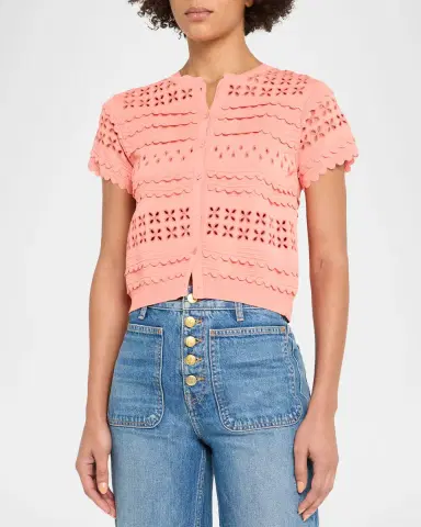 Ulla Johnson Abriana Eyelet Cropped Cardigan | Thumbnail 4 Ulla Johnson Abriana Eyelet Cropped Cardigan | Thumbnail 4