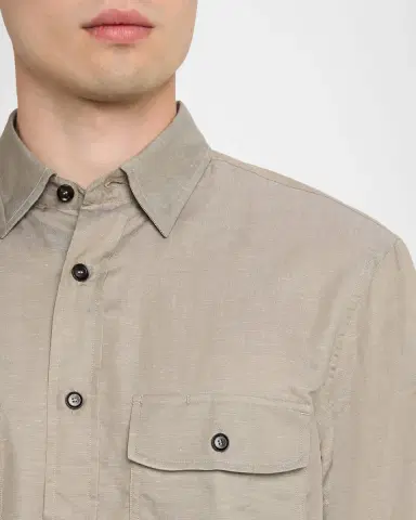 Brioni Men's Cotton and Linen Flap-Pocket Military Shirt | Thumbnail 5 Brioni Men's Cotton and Linen Flap-Pocket Military Shirt | Thumbnail 5