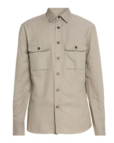 Brioni Men's Cotton and Linen Flap-Pocket Military Shirt | Thumbnail 1 Brioni Men's Cotton and Linen Flap-Pocket Military Shirt | Thumbnail 1