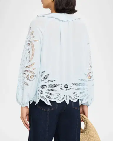 Ulla Johnson Adonis Embroidered Silk Blouse | Thumbnail 3 Ulla Johnson Adonis Embroidered Silk Blouse | Thumbnail 3