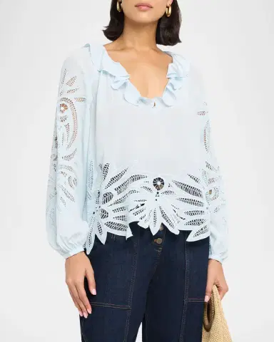 Ulla Johnson Adonis Embroidered Silk Blouse | Thumbnail 4 Ulla Johnson Adonis Embroidered Silk Blouse | Thumbnail 4