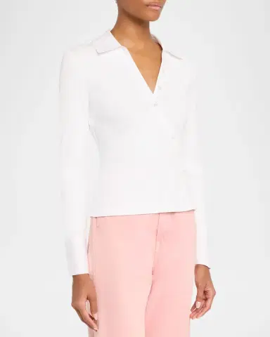 Veronica Beard Brenner Long-Sleeve Asymmetric Button Top | Thumbnail 4 Veronica Beard Brenner Long-Sleeve Asymmetric Button Top | Thumbnail 4