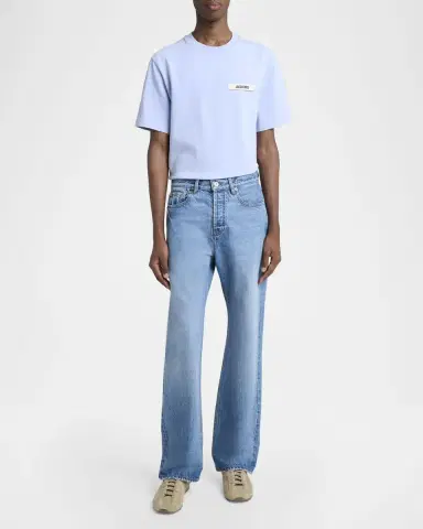 Jacquemus Men's Stonewashed Denim Straight-Leg Jeans | Thumbnail 2 Jacquemus Men's Stonewashed Denim Straight-Leg Jeans | Thumbnail 2