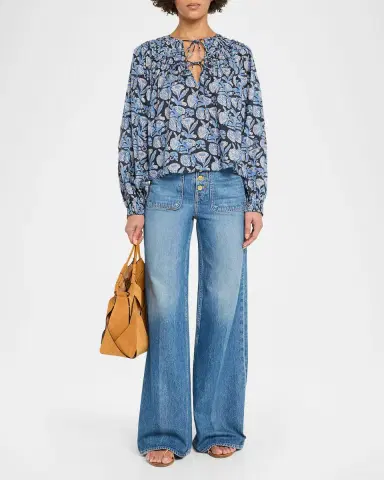 Ulla Johnson Florelle Printed Long-Sleeve Blouse | Thumbnail 2 Ulla Johnson Florelle Printed Long-Sleeve Blouse | Thumbnail 2