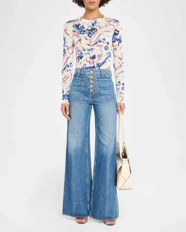 Ulla Johnson Neri Printed Long-Sleeve Top | Thumbnail 2 Ulla Johnson Neri Printed Long-Sleeve Top | Thumbnail 2