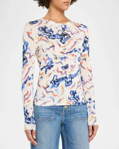 Ulla Johnson Neri Printed Long-Sleeve Top | Thumbnail 4 Ulla Johnson Neri Printed Long-Sleeve Top | Thumbnail 4