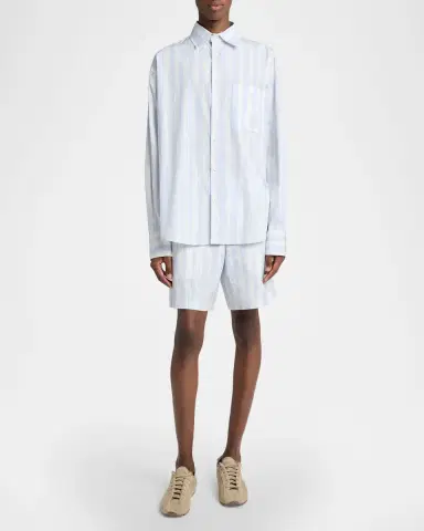 Jacquemus Men's Candy Stripe Relaxed Cotton Button-Down Shirt | Thumbnail 2 Jacquemus Men's Candy Stripe Relaxed Cotton Button-Down Shirt | Thumbnail 2