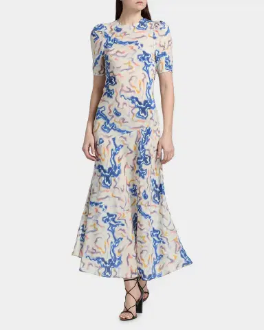 Ulla Johnson Samar Short-Sleeve Silk Dress | Thumbnail 2 Ulla Johnson Samar Short-Sleeve Silk Dress | Thumbnail 2