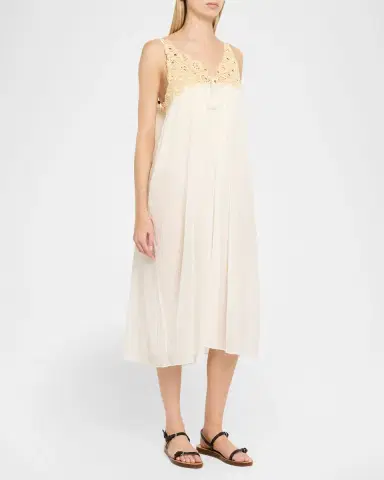 Ulla Johnson Zadie Crochet-Trim Gauze Midi Dress Coverup | Thumbnail 4 Ulla Johnson Zadie Crochet-Trim Gauze Midi Dress Coverup | Thumbnail 4