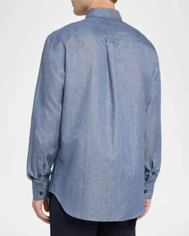 Brioni Men's Cotton and Linen Flap-Pocket Military Shirt | Thumbnail 3 Brioni Men's Cotton and Linen Flap-Pocket Military Shirt | Thumbnail 3