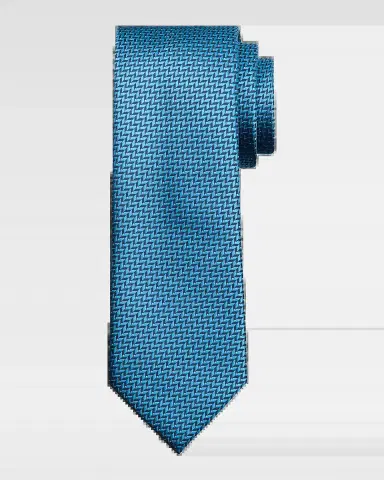 Brioni Men's Woven Herringbone Silk Tie | Thumbnail 2 Brioni Men's Woven Herringbone Silk Tie | Thumbnail 2