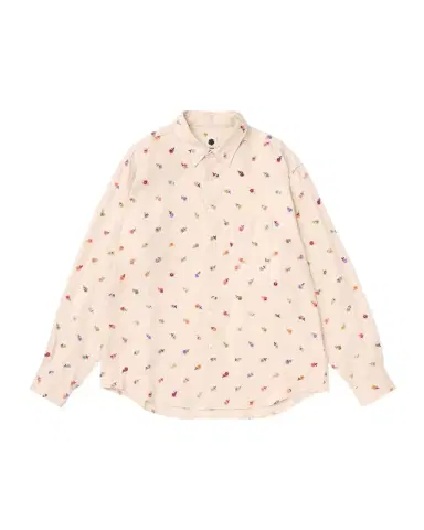 vowels Men's Linen Blend Floral Embroidered Button-Down Shirt | Thumbnail 1 vowels Men's Linen Blend Floral Embroidered Button-Down Shirt | Thumbnail 1