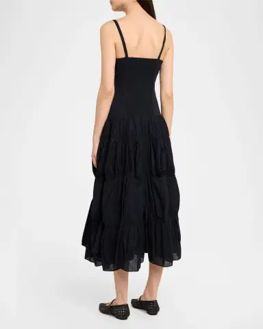 Ulla Johnson Emmalina Tiered Cotton Midi Dress | Thumbnail 3 Ulla Johnson Emmalina Tiered Cotton Midi Dress | Thumbnail 3