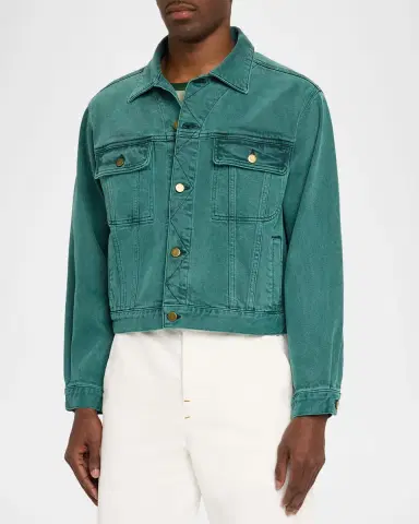 Sanderlak Men 's Cropped Washed Denim Jacket | Thumbnail 3 Sanderlak Men 's Cropped Washed Denim Jacket | Thumbnail 3