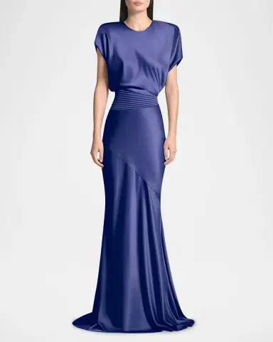 Zhivago Bond Draped Stretch Satin Mermaid Gown | Thumbnail 2 Zhivago Bond Draped Stretch Satin Mermaid Gown | Thumbnail 2